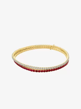 Cubic Zirconia Double Wrap Stretch Tennis Bracelet