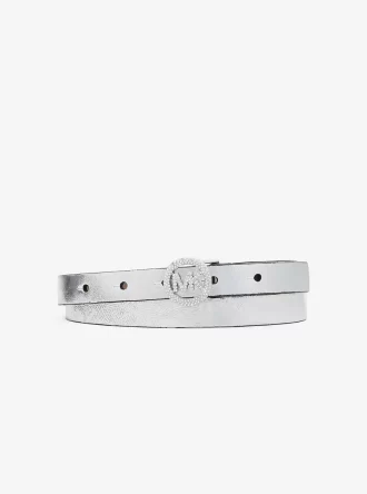 Embellished Metallic Leather Belt