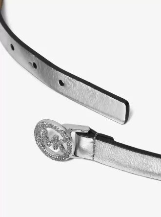 Embellished Metallic Leather Belt