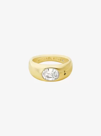 Precious Metal-Plated Cubic Zirconia Signet Ring Precious Metal-Plated Cubic Zirconia Signet Ring